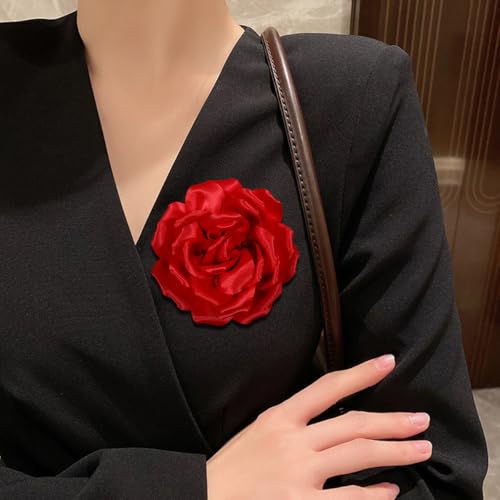 4334 red rose hair clip large flower brooches for women  charming flowers pins for clothes  turn heads with stylish rose hair clip flower brooch pin for clothes amp clips for woman