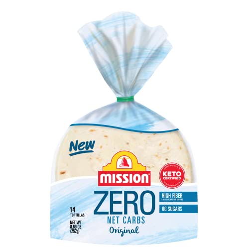 Mission Zero Net Carb Original Flour Tortillas - 0g Net Carbs - Keto Certified - 4.5" - 14 Count, 8.89 oz. - 4 Packs with ValorServe™ Mini Kitchen Utensil - Keto Friendly Zero Carb Street Taco Tortillas