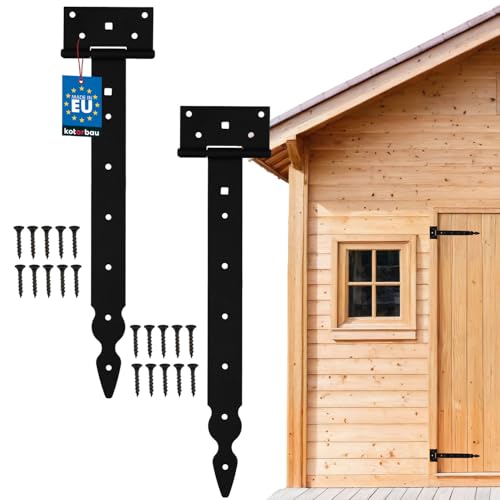 KOTARBAU® Lot de 2 charnières T-croisées décoratives pour bande de magasin, revêtement thermolaqué noir, 350 mm