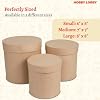 Tall & Round Paper Mache Boxes with Lids (Set of 3) - Brown Kraft Paper Nesting Gift Boxes - Nesting Round Gift Boxes with Lids for Custom Decoration - Durable Paper Mache Box for Versatile Storage
