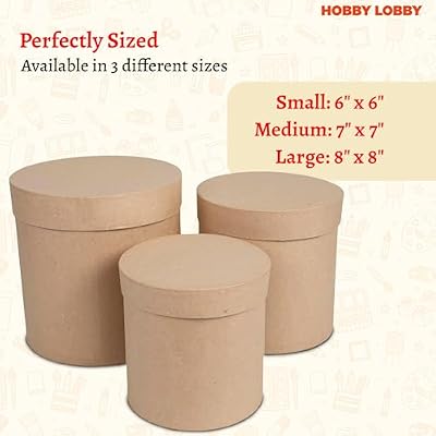 Tall & Round Paper Mache Boxes with Lids (Set of 3) - Brown Kraft Paper Nesting Gift Boxes - Nesting Round Gift Boxes with Lids for Custom Decoration - Durable Paper Mache Box for Versatile Storage