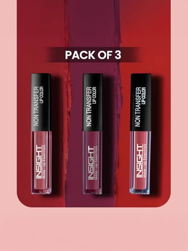 Image of INSIGHT Non Transfer Liquid Lipstick Kit - Reds (Pack of 3) | Waterproof | Matte Finish | Transfer & Smudge Proof | Lightweight | 12 Hr Wear| Highly Pigmented 12 g