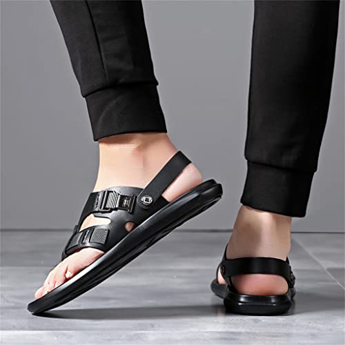 Casual Men Shoes Slip-On Genuine Cow Leather Soft Non-Slip Beach Sandals Slippers Flats Flip Flop Walking Shoes(38)2
