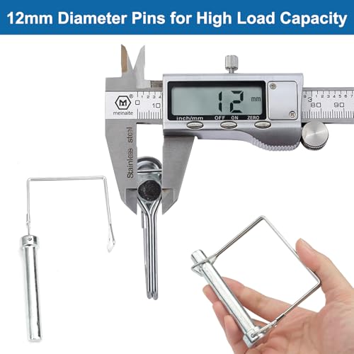 5 Stück Sicherungssplint,M12 x 80 mm Rohrklappsplinte Klappsplint,D-form Karbonstahl Sicherungsbolzen,Klappsplinte 12mm,Sicherungsstift mit Rastverschluss,Sicherungsbolzen,Steckbolzen für Anhänger