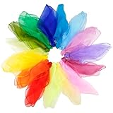 PEASUG 30 Pcs Juggling Scarves for Kids Play, 24 Inch Play Scarve for Toddlers Dance Music Scarfs, Magic Tricks, Preschool Classroom Supplies