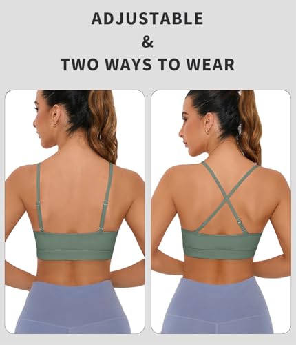 Image of Comper Sports Bra for Women Wirefree Racerback Workout Bras Sexy Thin Straps Yoga Sport Bras with Removable Pads
