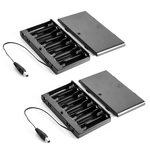 Cjgyz (2-Pack) 12V LED Battery Pack for Neon Signs – 8-AA Battery Holder with DC Connector, Portable Power for LED Decorations/Plug-in LED by Cjgyz - Used condition - US$7.59
