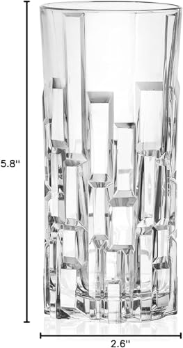 Image of Premium Crystal Water Glass Set of 6 - Highball Drinking Glasses Set for Home - Glass Set for Water Juice Shakes Mojito Cocktail Colddrinks (Addocx)