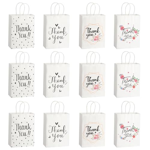 12 Pcs Gift Bags Thank You Paper BagsPaper Party Bag(8.27x5.9x3.15)