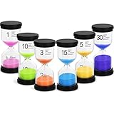 Shindel Sand Timers, 6PCS Colorful Hourglass Sandglass Timer 1/3/5/10/15/30 Minutes Sand Clock Timer for Kids Games Classroom Kitchen Cooking Office