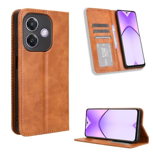 Étui portefeuille en cuir pour Oppo A3 4G et A40m marron