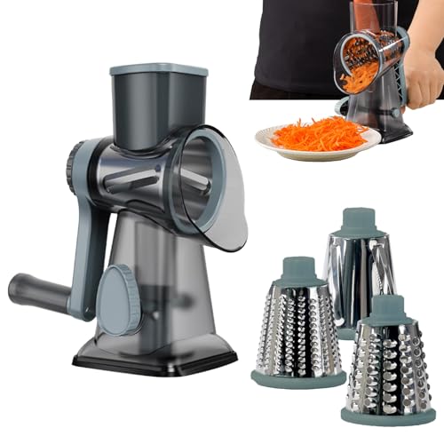 Rallador De Queso Giratorio - Cortador Manual Multifuncional Para Alimentos,Cortador de Verduras en Tiras - Para Frutas Como Pepino Y Zanahoria Para Uso En El Hogar El Restaurante Y La Cocina