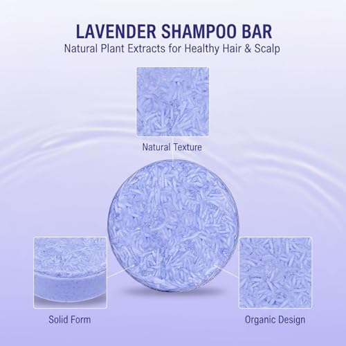 Texvora Lavender Shampoo Bar, Natural Plant Extract Solid Shampoo for Scalp Comfort, Manageable Hair, Hair Support, Smooth Appearance, Sebum Balance, 2.36 x 0.79 in / 6 x 2 cm, 1.92 oz / 60 g - Image 3