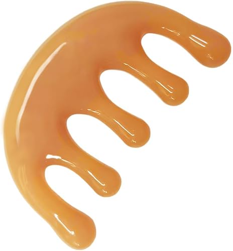 Miniatura 8 de GSHOW Masajeador de cabeza de resina para cuero cabelludo de mano con dientes anchos Gua Sha, peine relajante herramienta de masaje para masaje