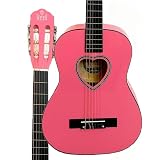 Violão Infantil Acústico Nylon 34 - Rosa com detalhe de coração