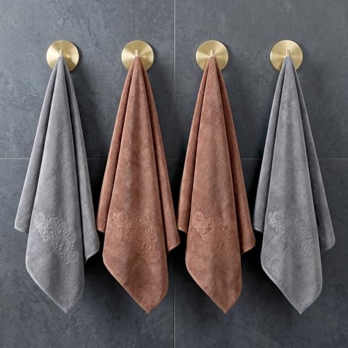 Image of Microfiber Gym Towel Set of 4 for Men & Women, 400 GSM Quick Dry Sweat Towels, Highly Absorbent Workout Towel for Sports, Fitness, Yoga, Running, Travel & Hand Towels, Multicolor