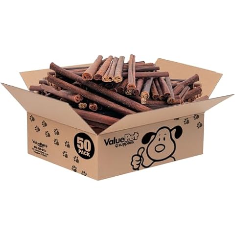 ValueBull USA Collagen Sticks, Premium Beef Dog Chews, Thick 12 Inch, 50 Count Bulk Pack - Natural & Safe, Single Ingredient, Long Lasting, Healthy for HIPS, Joints, Skin & Coat Cover