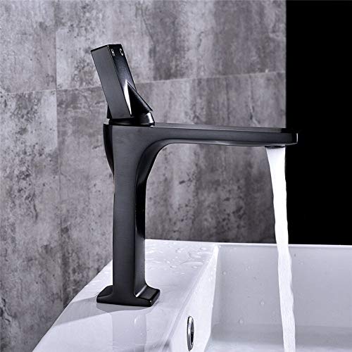 Mitigeur de lavabo noir court pour meuble de salle de bain vintage avec eau chaude et froide