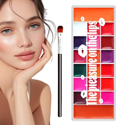 Brillo Labial Mate - Paleta De Labiales Con 20 Tonos,Sombra de Ojos Mate y Cremosa Duradera Impermeable para Fiestas y Citas en Adolescentes