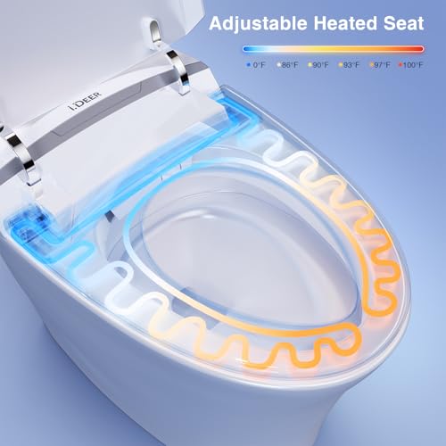 Inodoro inteligente con bidé integrado, asiento calefactado y doble descarga automática | Puntuación MaP de 1000 g, sensor para el pie, inodoro eléctrico moderno sin tanque y alargado miniatura 6