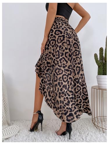 Verdusa Women's Leopard Print Ruffle High Low Skirt Summer Vacation Flowy Skirts2