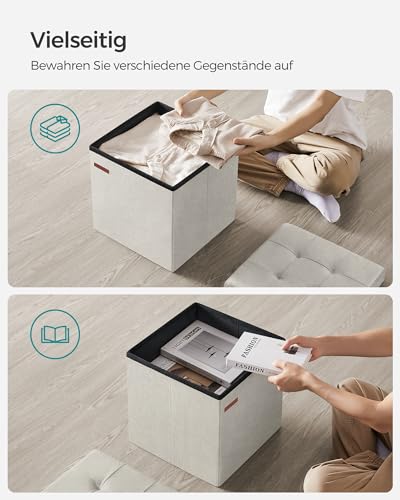 SONGMICS Sitzhocker mit Stauraum, Faltbar, 131 L, Samt – Ansicht 4