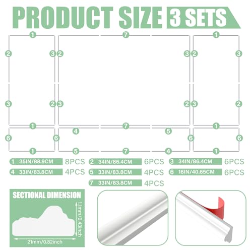 Image of Pangda Peel and Stick Wall Molding Kit, 3D Premade Accent Molding Wainscoting Panel for Interior Wall Moulding Decor, Ready to Assemble Wainscoting Accent Panel(3 Set,35 x 68in + 99 x 68in)