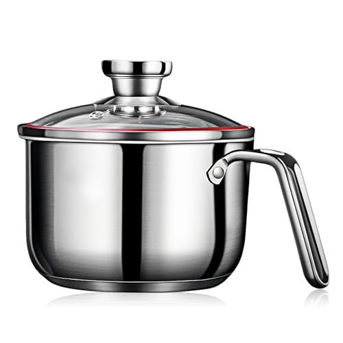 14CM Milchtopf Induktion, 1.25L Milchtopf Mit Ausgießer, Edelstahltopf Mit Glasdeckel Mit Deckel, Edelstahl Universaltopf, Spülmaschinengeeignet, Doppelwandig Für Gas Elektro Induktion 14CM Milchtopf Induktion, 1.25L Milchtopf Mit Ausgießer, Edelstahltopf Mit Glasdeckel Mit Deckel, Edelstahl Universaltopf, Spülmaschinengeeignet, Doppelwandig Für Gas Elektro Induktion