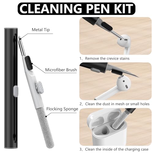 Ljusmicker for Airpods Case Cover with Cleaner Kit,Soft Silicone Protective Case Compatible with Apple AirPods 2nd/1st Generation Charging Case with Keychain,Shockproof AirPod Case for Women Men-Black