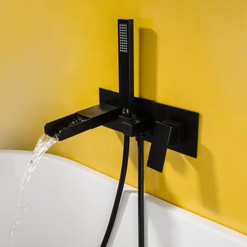 Robinet de douche encastrable noir mitigeur baignoire cascade laiton