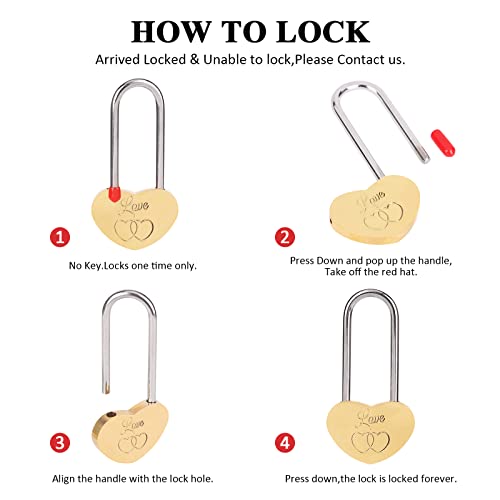 100 PCS 3.5" Love Locks Single Heart Keyless Padlock Without Key Forever Love for Lovers Wedding,Valentines,Anniversary,Travel(NO Key) - Image 4
