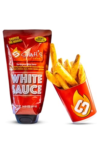 SHAH'S HALAL FOOD White Sauce | Mediterranean and Middle Eastern Flavor | No MSG | Gluten-Free | Halal Certified | Authentic Family Recipe | Pack of 1 | 14.5oz (411 g)
