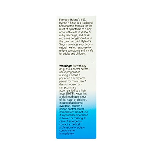Sinus Relief by Hyland's, Decongestant, Headache and Allergy Symptom Relief, Natural Sinus and Cold Medicine for Adults, 100 Count