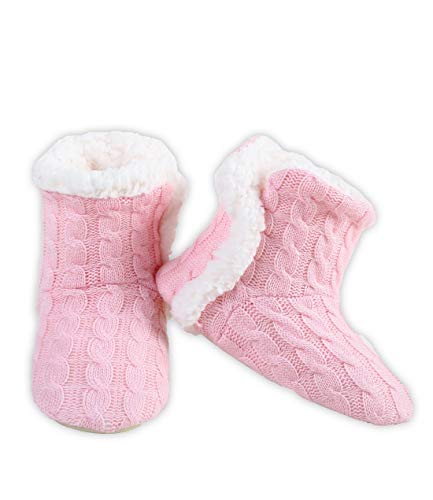 YELETE Women's Soft Cable Knit Faux Sherpa Lined Slippers