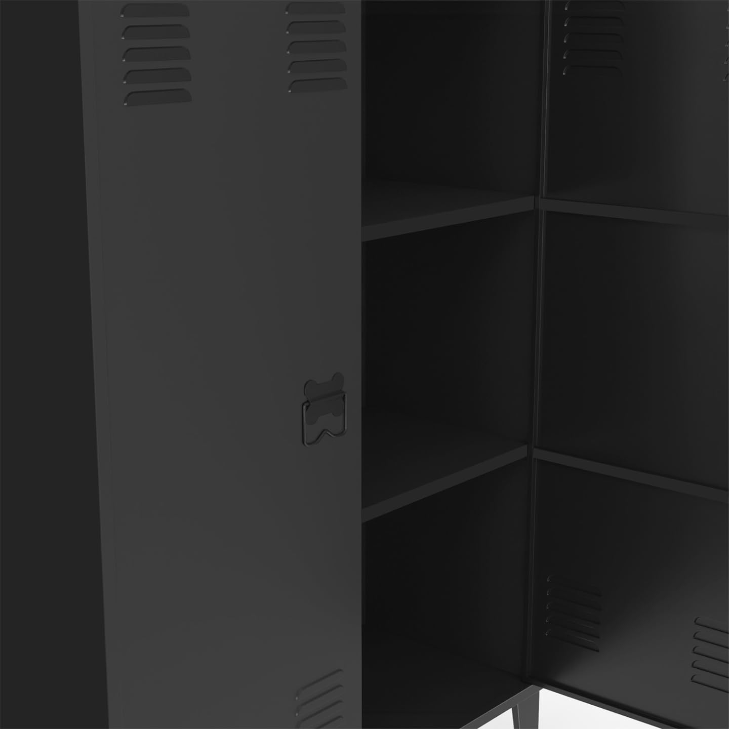 IDMarket - Armoire Basse Ester 2 Portes métal Noir et Plateau Bois Design Industriel