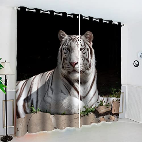 Rideau Thermique Isolant Anti Froid Rideaux Occultant Tigre, Perché 3D Rideaux Occultant À Oeillets Douceur Rideau Cuisine Rideaux Salon Decoration Chambre L 140 x H 100cm Cover