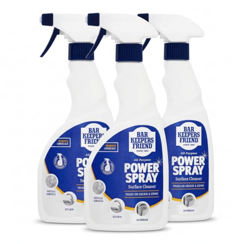 Image of Bar Keepers Friend Power Spray 500ml 3-Pack, Multi-Surface Active Foaming Cleaner for Kitchen & Bathroom, Tough Limescale Remover & Grease Shifter, Oxalic Acid Based Surface Cleanser, Case of 3 Bottle