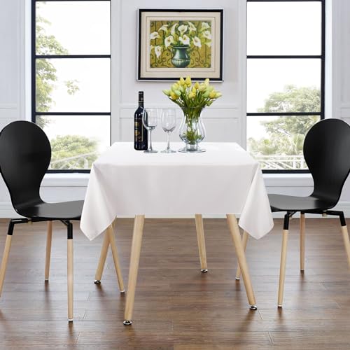 Image of sancua Small Square Tablecloth 36 x 36 Inch White (Fits 20-30 Inch Tables), Stain and Wrinkle Resistant Washable Fabric Table Cloth for Dining Party Table Cover for Nightstand End Bedside Tables