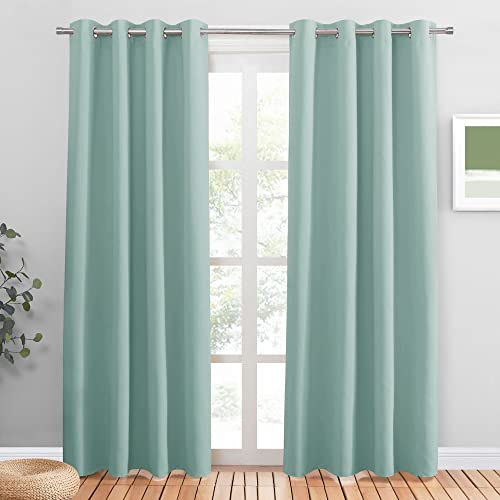 PONY DANCE Tende per Interni Moderne Curtains Cameretta Bambini per Salotto Eleganti Decorazione Tenda Oscurante con Anelli Termiche 2 Pezzi L 140 x A 200 cm, Verde Chiaro
