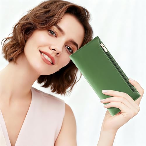 Image of Tipmile Slim Wallet for Women, RFID Blocking Credit Card Holder | Thin Compact Bifold Wallet with Zipper, Ladies Gift