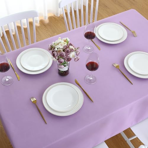 Image of FOLINS&HOME Lavender Rectangle Waterproof Tablecloth, 54 x 78 Inch | Wrinkle Free Polyester Table Cloths, Spillproof Heavy Duty and Washable Table Cover for Party, Banquet - Rectangular /Oblong