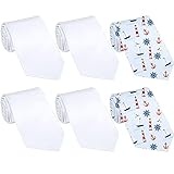6 Pieces Blank Sublimation Tie for Men Solid White Polyester Neckties Sublimation Men's Ties for...