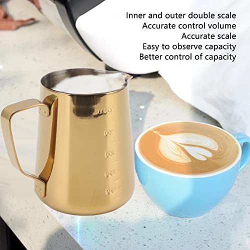 Jarra de café a vapor, jarra espumante de leite 304 à prova de aço inoxidável para arte latte (doura