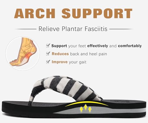 Image of KuaiLu Flip Flops for Women with Arch Support Summer Beach Thong Sandals | Comfortable Yoga Mat Walking Shoes Cushion Slip On Casual Outfits Indoor Outdoor
