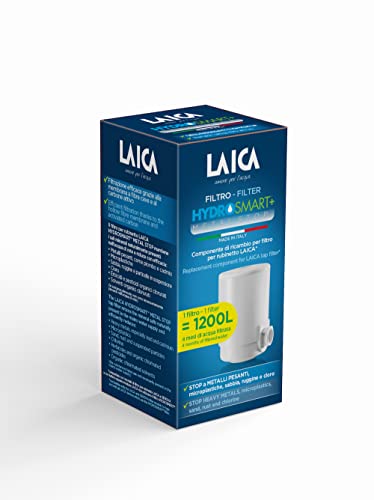 LAICA HYDROSMART+ Metal Stop Filtro Acqua Rubinetto, Riduce Metalli Pesanti | Ricambio compatibile con filtro rubinetto LAICA Genova, capacità 1200L (4 mesi di acqua filtrata), Made in Italy