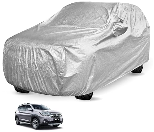 Image of Auto Hub Waterproof Car Cover Compatible with Maruti XL6 with Mirror Pocket, Soft Cotton Lining, Waterproof XL6 Car Cover- Metallic Silver