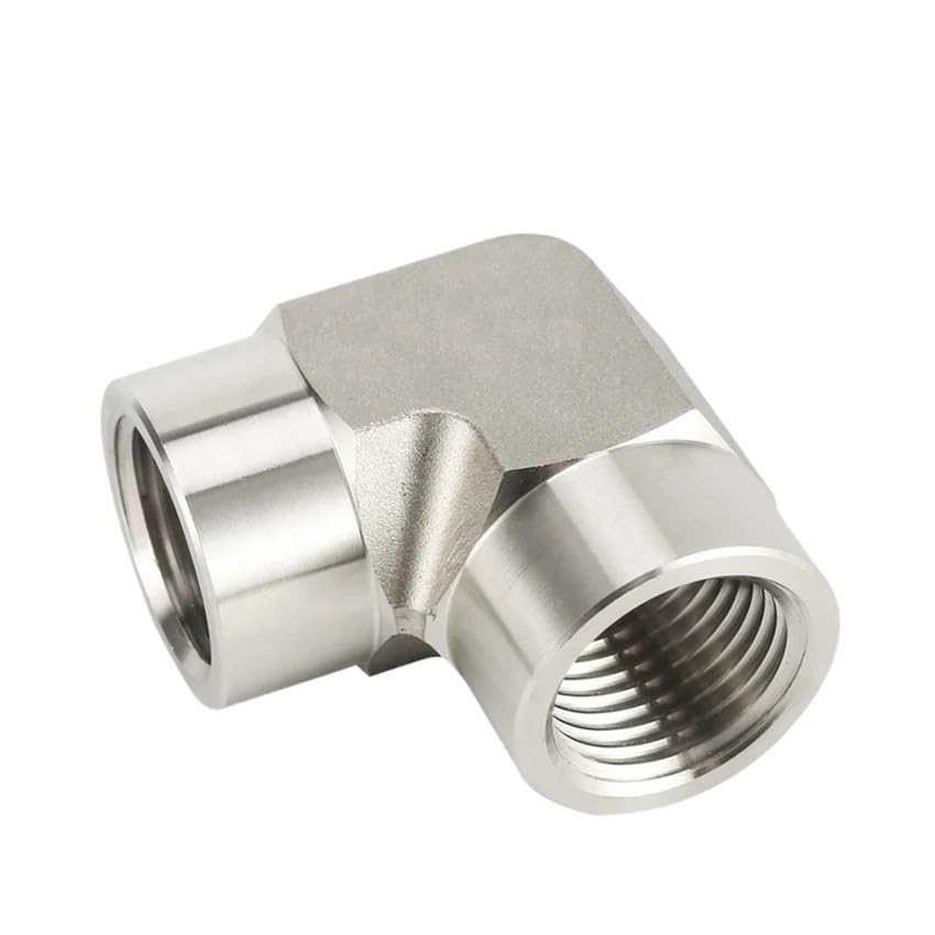 SS316 Female Elbow NPT BSPT 1/8" 1/4" 3/8" 1/2" 3/4" Connector 3000psig 20MPa Pipe Fitting Adapter Stainless Steel(Female BSPT Elbow,1/8")