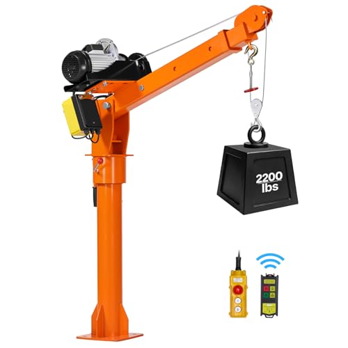 VEVOR Electric Truck Crane, 2200 lbs Pickup Truck Crane with 2200 LBS Electric Hoist, 360° Rotating Telescopic Boom, Premium Galvanized Steel, Foldable Pickup Bed Jib Hoist for Machine Lumber Lifting