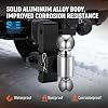 Adjustable Trailer Hitch Fits 2 Receiver, 2 & 2-5/16(12,500 LBS GTW) Rotatable Dual Solid Ball, 6 Drop/Rise Heavy Duty Aluminum Tow Hitch, Trailer Hitches with Anti-Theft Pin, Black