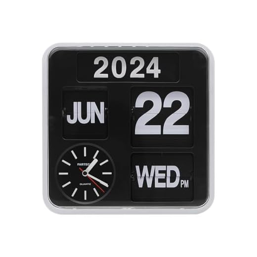 Retro Modern 9.45 Inches Calendar Day Date Flip Desk Wall Clock (Black)(No Battery Included)